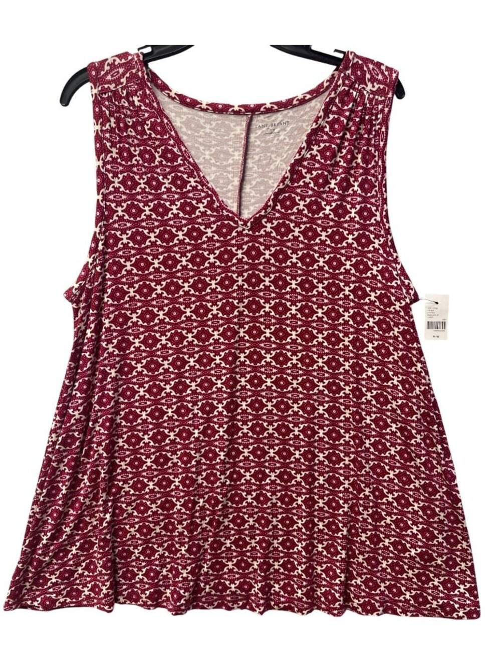 Lane Bryant Womens Size 14/16 Sleeveless Red & White V-Neck Top